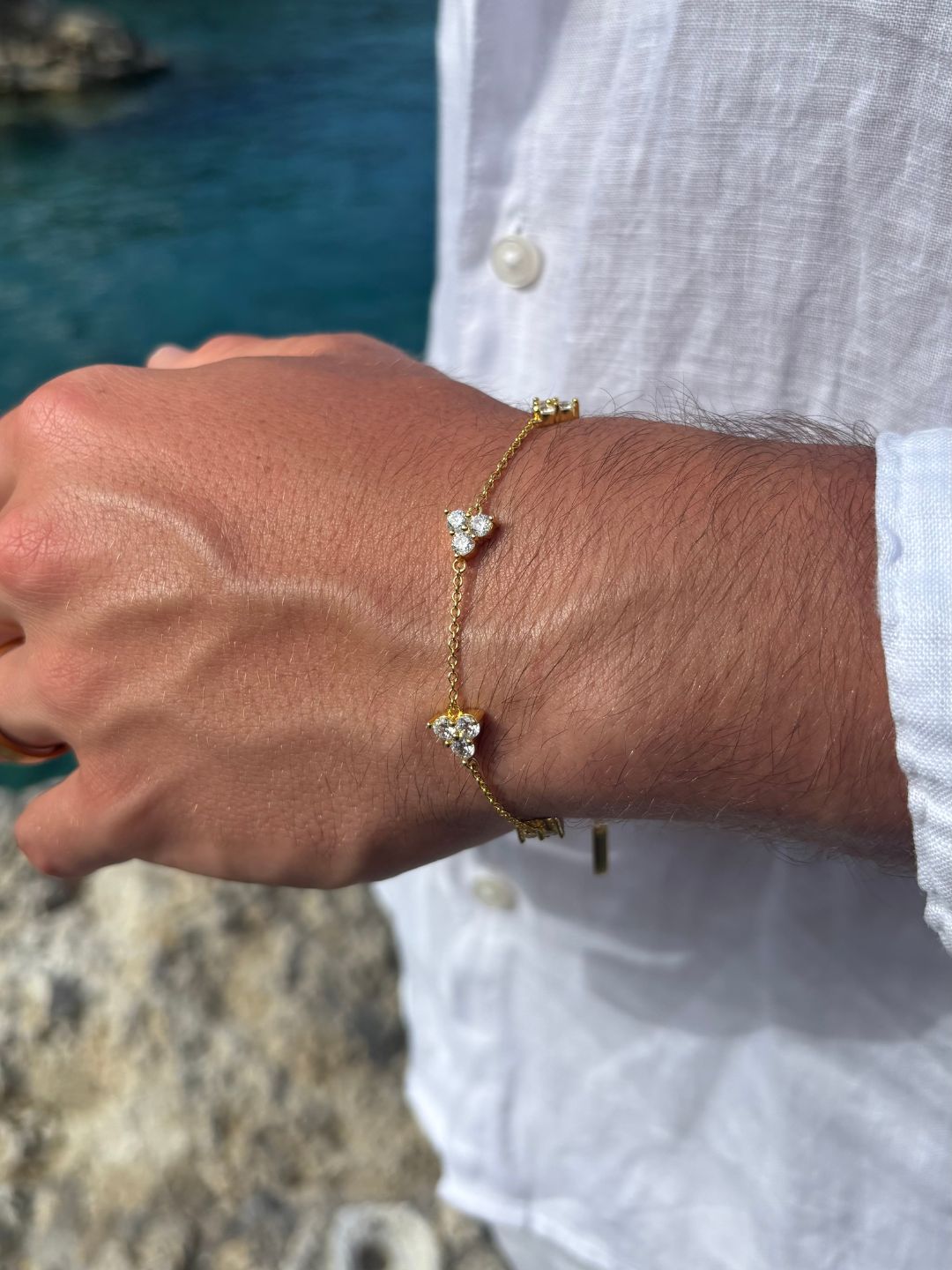 WITTE KLAAVERARMBAND | 18K Goud