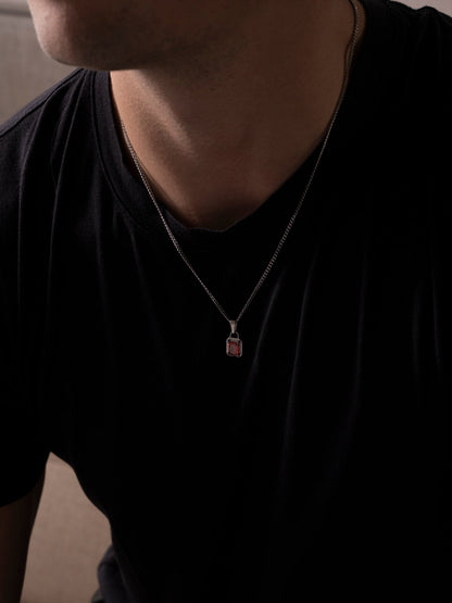 Rode edelsteen ketting | Zilver
