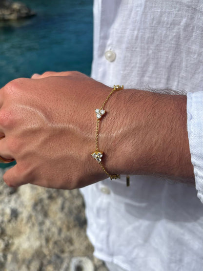 WITTE KLAAVERARMBAND | 18K Goud