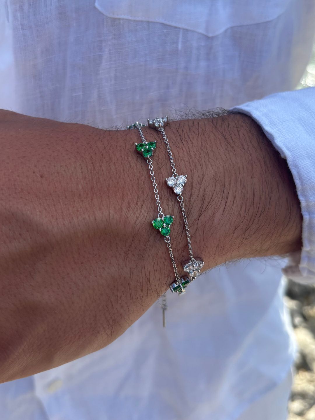 WITTE KLAAVERARMBAND | Zilver