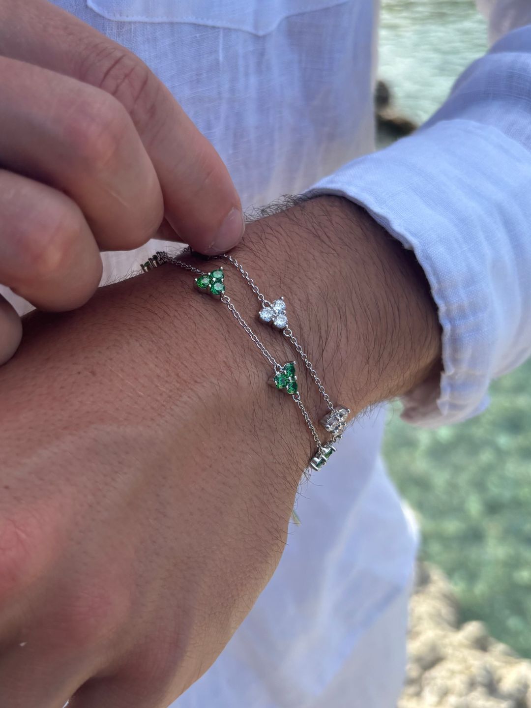 WITTE KLAAVERARMBAND | Zilver