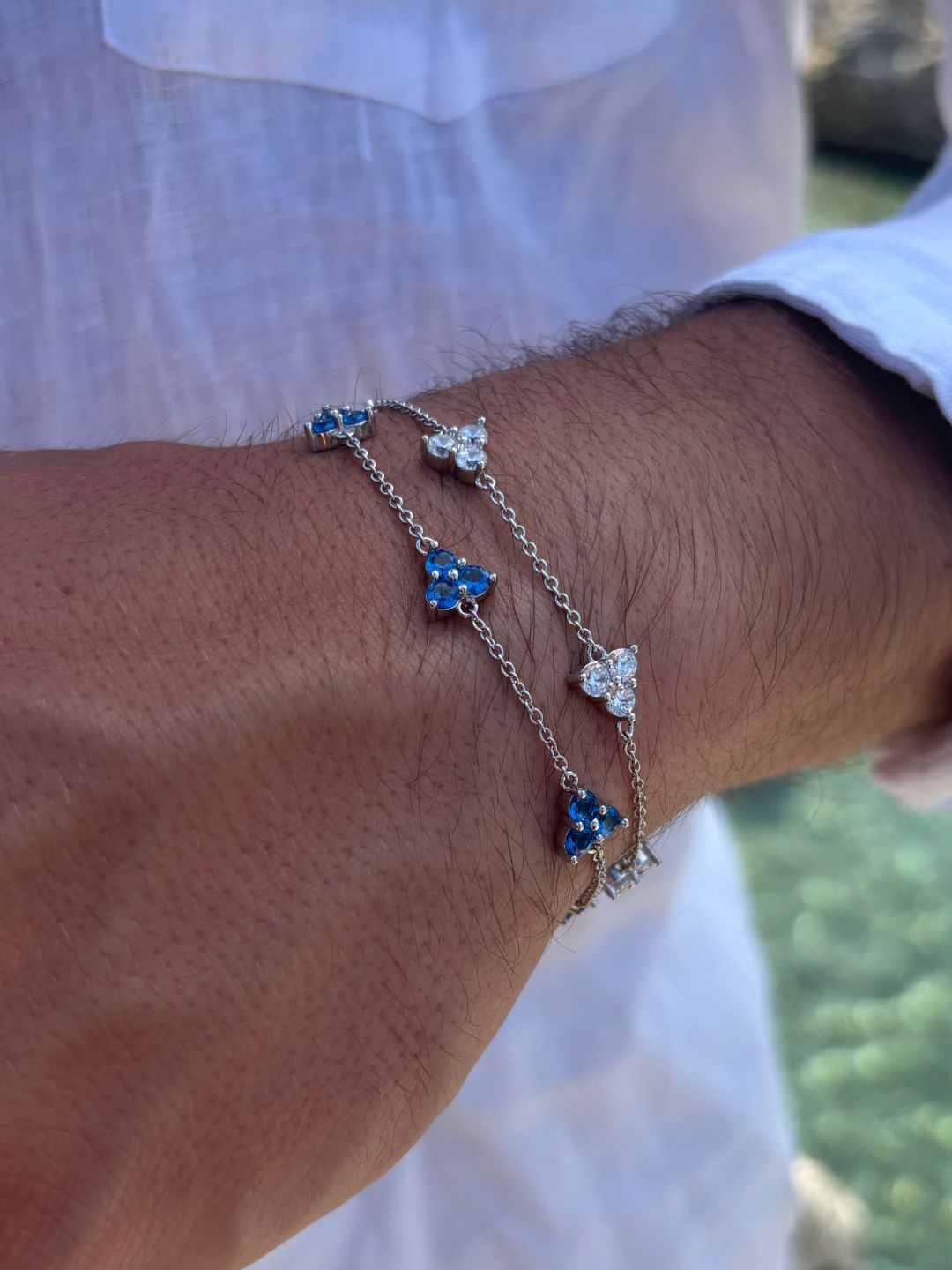 WITTE KLAAVERARMBAND | Zilver