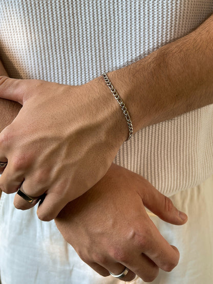 Figaro armband 3 mm | Zilver