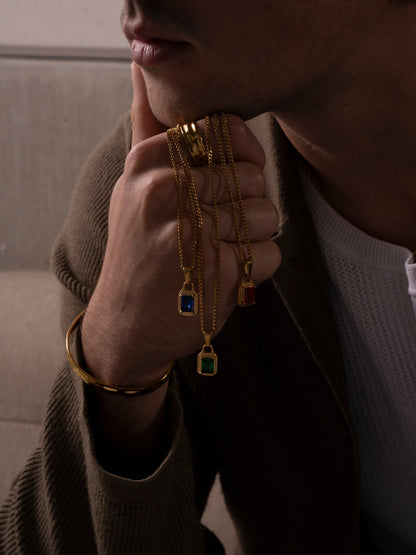 Rode edelsteen ketting | 18 karaats goud