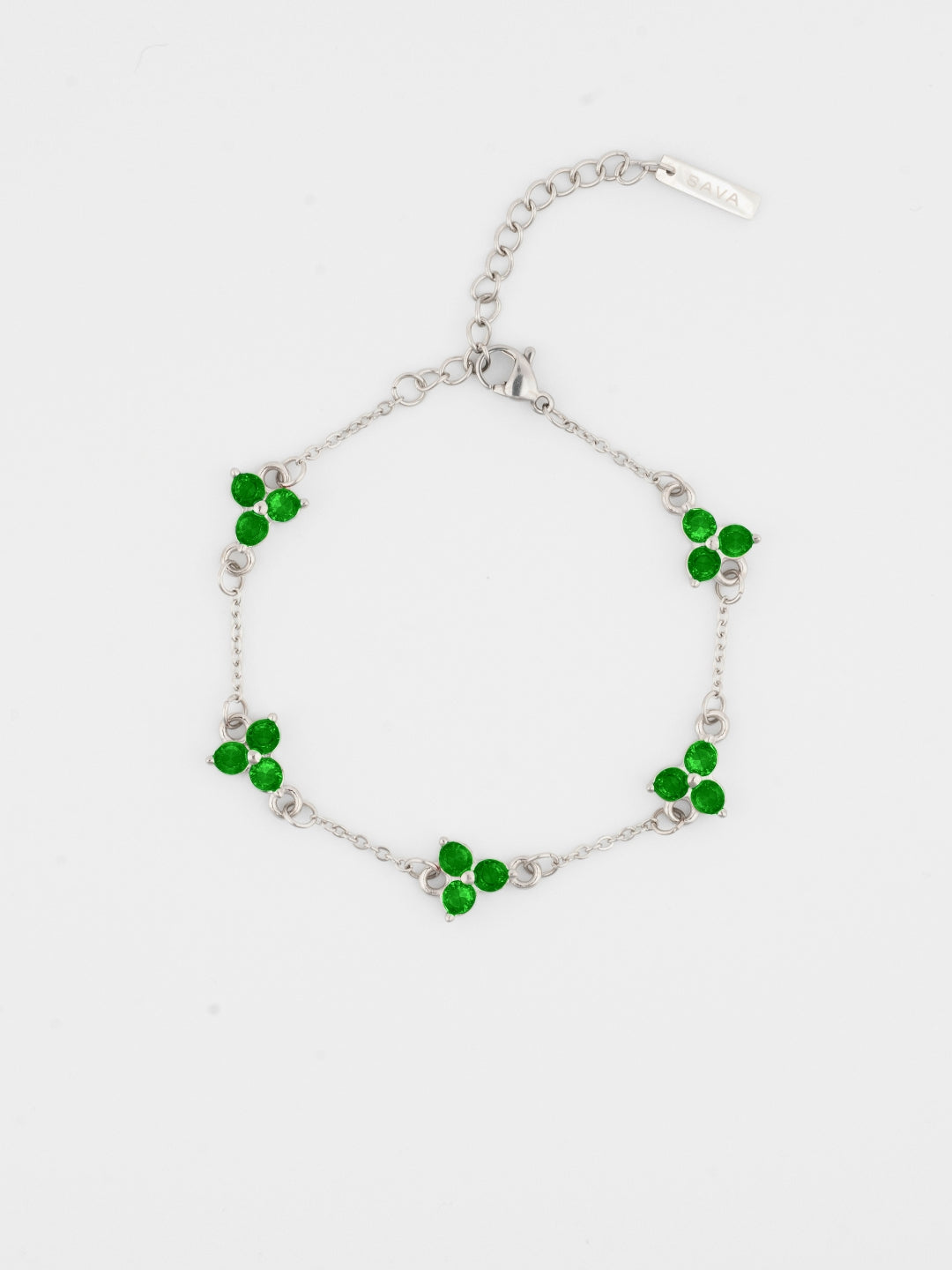 GROENE KLAAVERARMBAND | Zilver