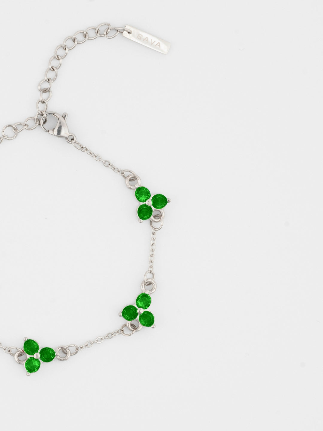 GROENE KLAAVERARMBAND | Zilver