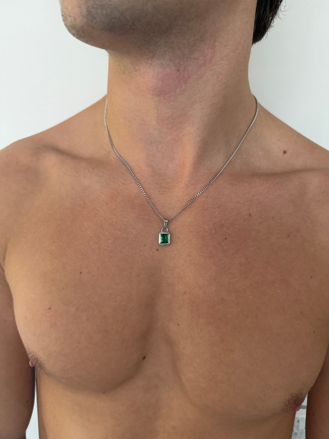 GROENE EDELSTEENKETTING | Zilver