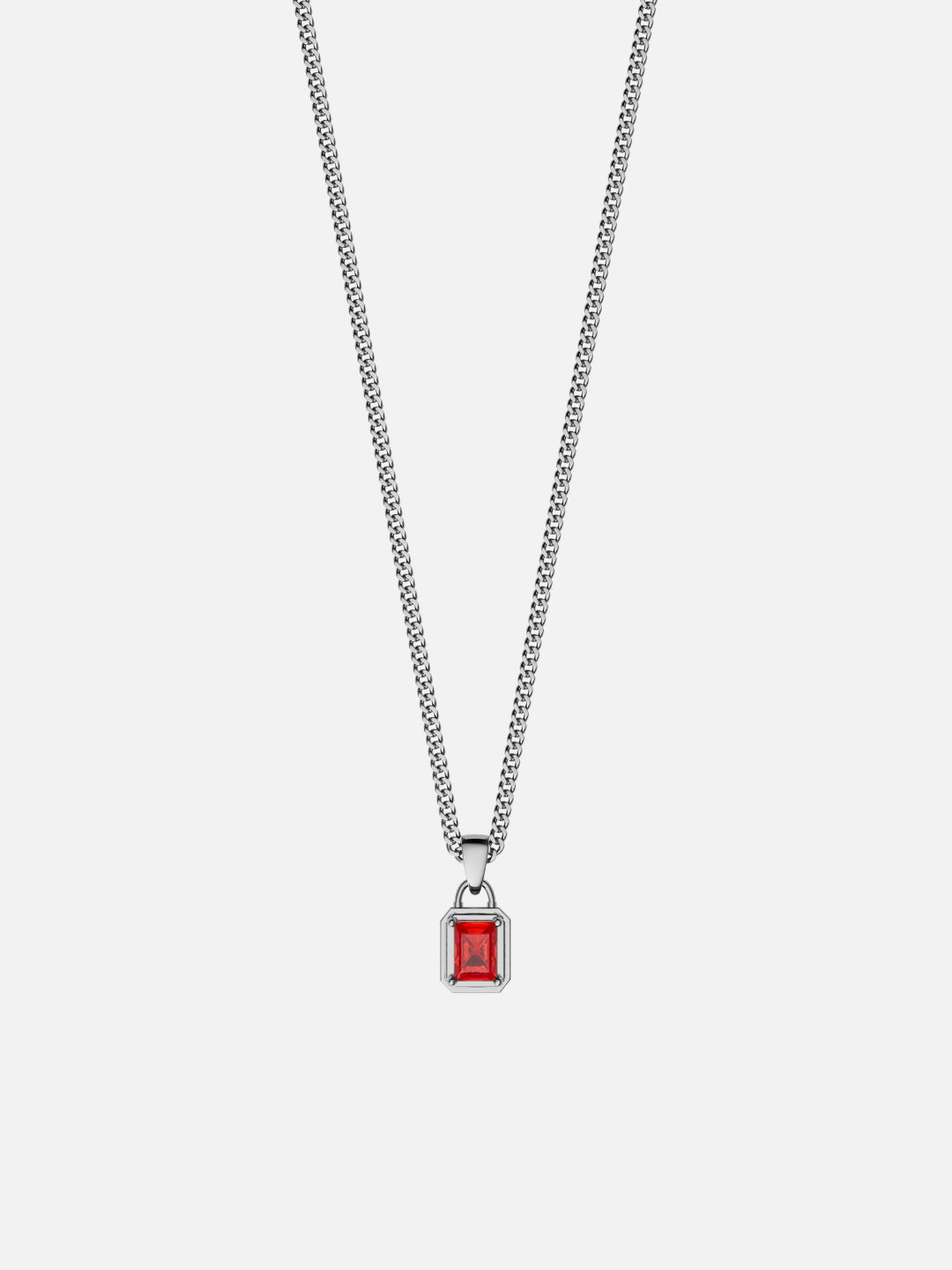 Rode edelsteen ketting | Zilver