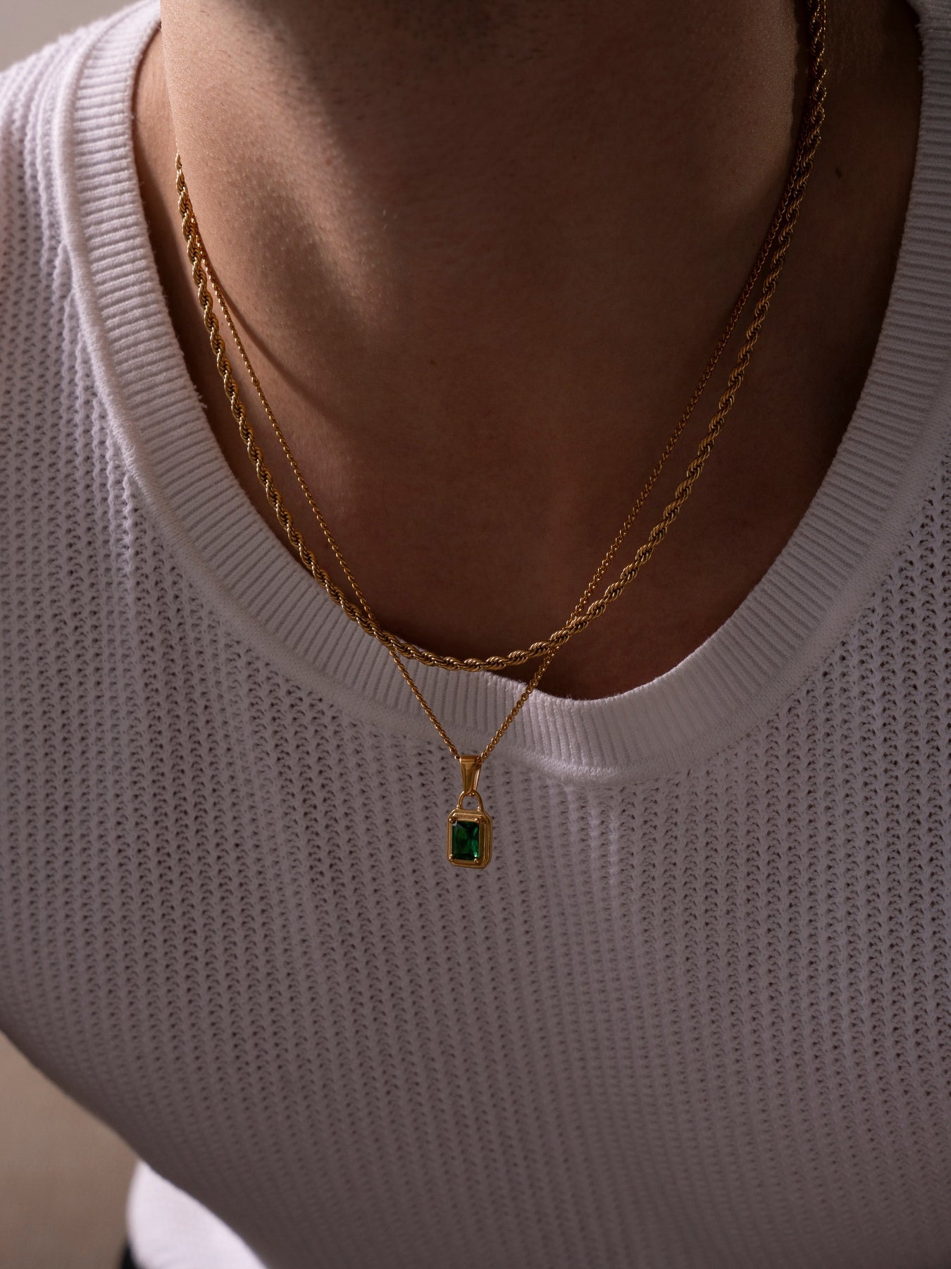 GROENE EDELSTEENKETTING | 18K Goud
