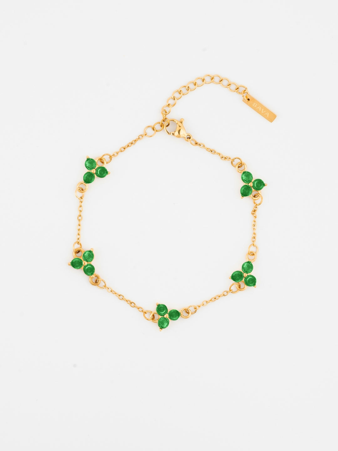 GROENE KLAAVER ARMBAND | 18K Goud