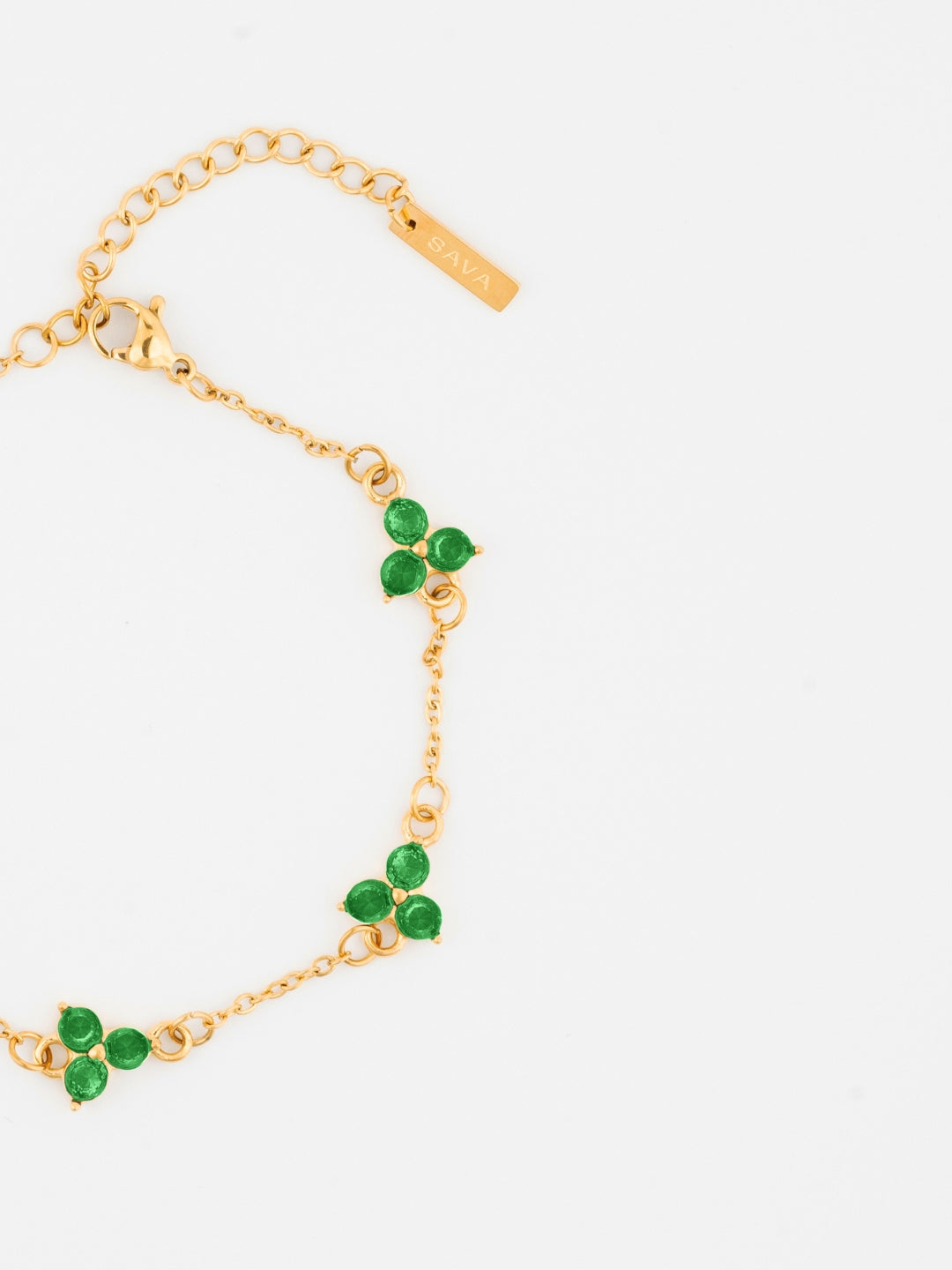 GROENE KLAAVER ARMBAND | 18K Goud