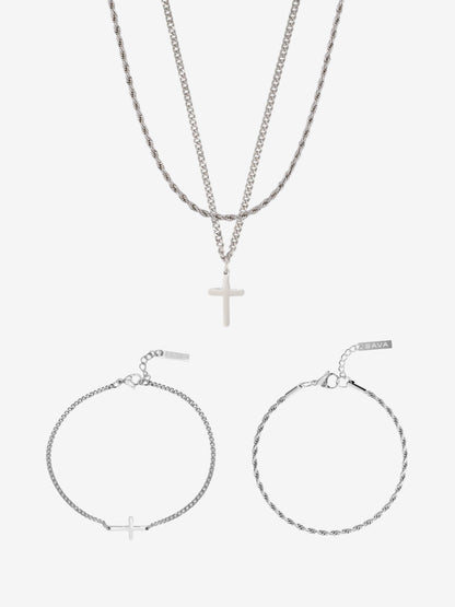 CROSS X TOUW SET 3MM | Zilver