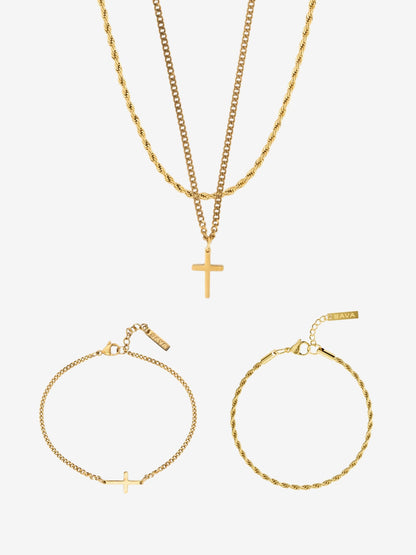 CROSS X ROPE SET 3MM | 18K Goud